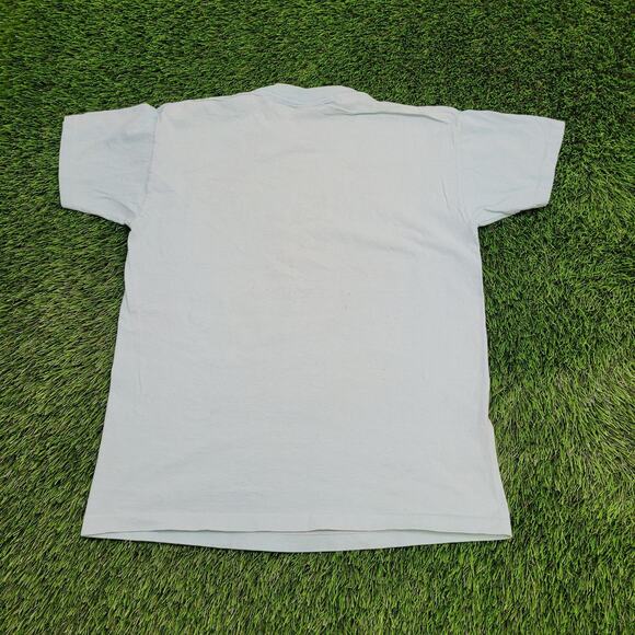 Vintage 1988 Habitat Softwear Alaska Wolf Shirt Medium 20x26 Light Blue USA - Picture 10 of 16